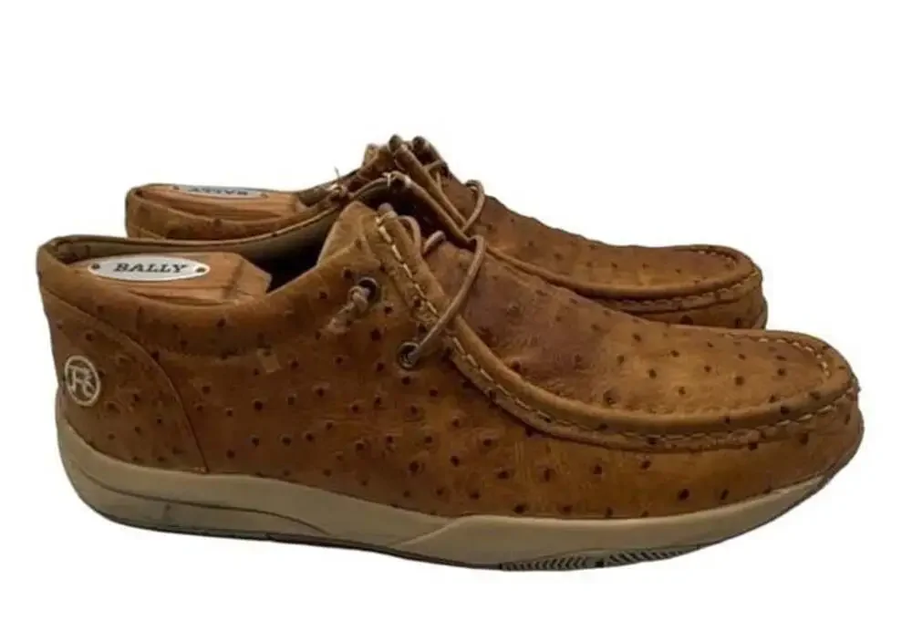 Roper Men's Clear Cut Low Stamped Ostrich Leather Chukka Shoe